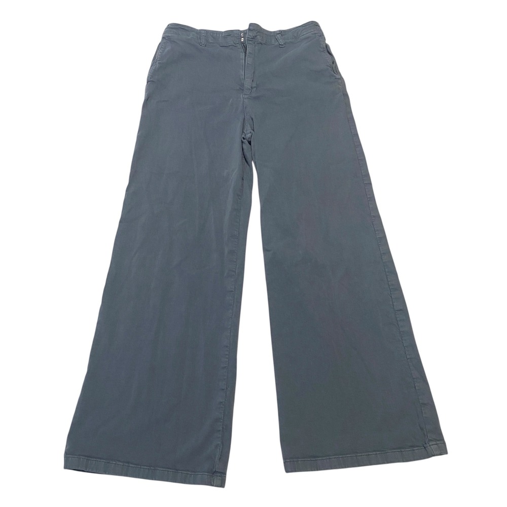 KUT from the Kloth Meg Wide Leg High Rise Pants Blue Gray Cotton Blend Size 10